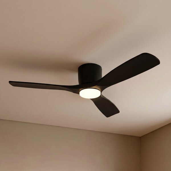 Lucande Moneno pametni LED stropni ventilator, crni, DC, Tuya, prigušiva, Crno, Dnevni boravak/blagovaonica, Metal