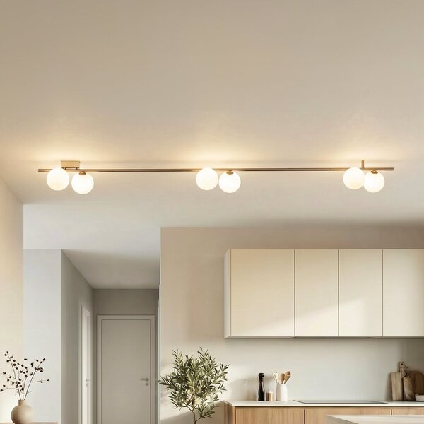 TK Lighting Imelo stropna svjetiljka, smeđa, 6 žarulja, staklo, duljina 200 cm, prigušiva, Smeđa / hrđa, spavaća soba, Staklo