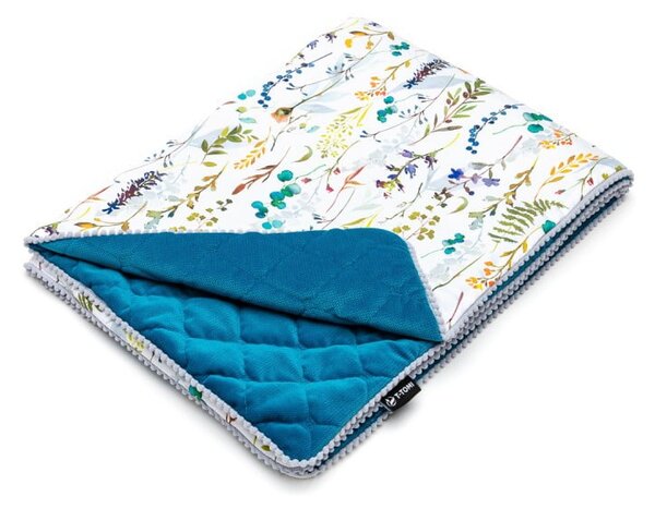 Bijela/plava pamučna deka za bebe 80x100 cm Spring Meadow – T-TOMI