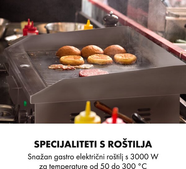 Klarstein Grillmeile 3000R, električni roštilj, 3000 W, grill ploča, 54,5 x 35 cm, rebrasti