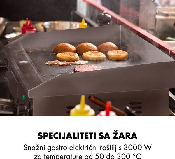 Klarstein Grillmeile 3000GR, električni roštilj, 3000 W, grill ploča, 54,5 x 35 cm, glatki/rebrasti