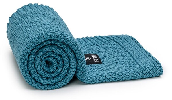 Tamno plava pamučna pletena deka za bebe 80x100 cm Spring – T-TOMI