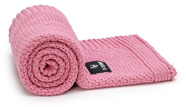 Ružičasta pamučna pletena deka za bebe 80x100 cm Spring – T-TOMI