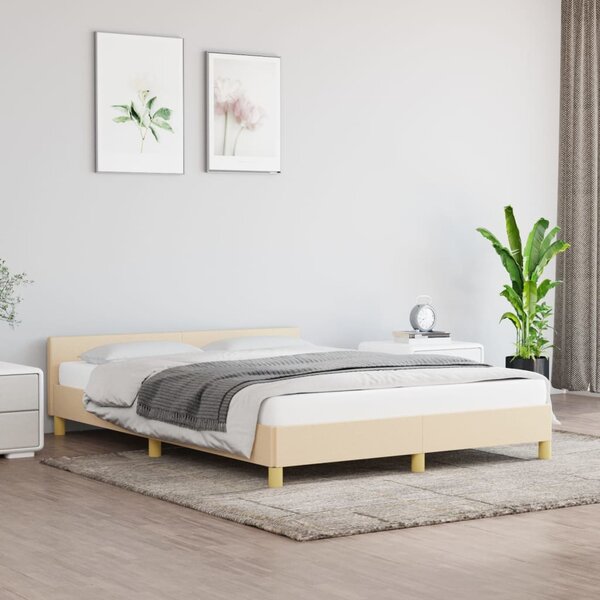 VidaXL Okvir za krevet s uzglavljem krem 140x190 cm od tkanine