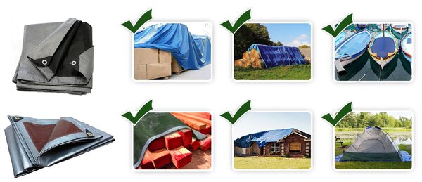 JAKS Zaštitna cerada crno-srebrna 10 × 10 m 260 g/m²