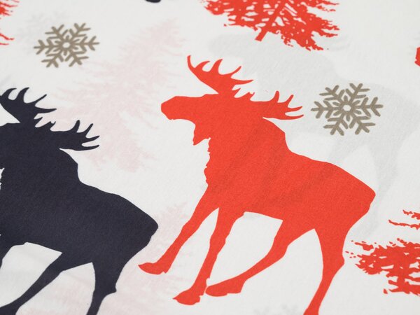 Pamučna posteljina CHRISTMAS MOOSE bijela Dimenzije posteljine: 70 x 90 cm | 140 x 220 cm