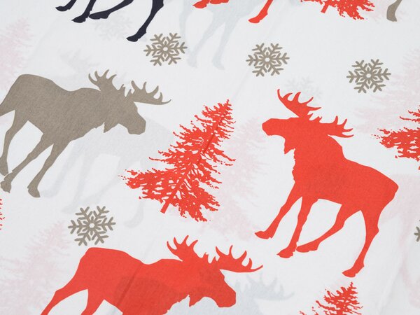Pamučna posteljina CHRISTMAS MOOSE bijela Dimenzije posteljine: 70 x 90 cm | 140 x 220 cm