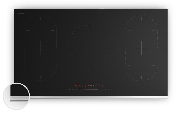 Klarstein Verosteel indukcijska ploča za kuhanje, elegantna, minimalistička, snažna, 5 zona za kuhanje, 12200 W, 90 cm