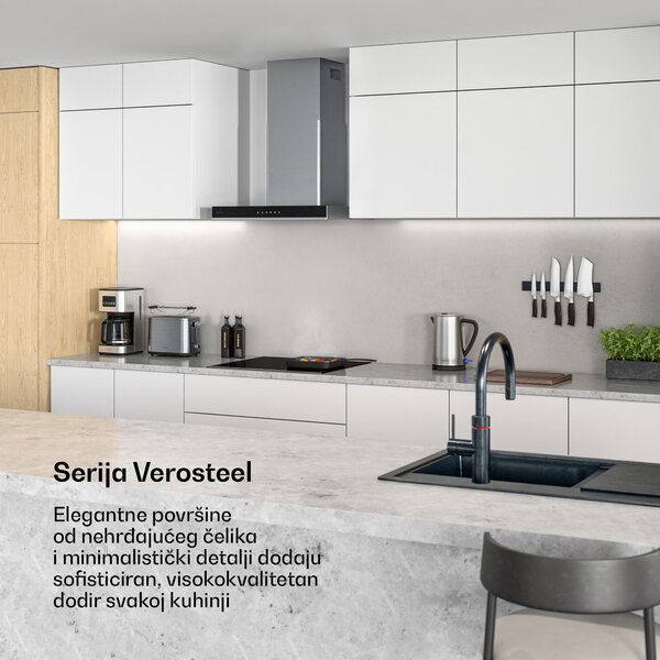 Klarstein Verosteel indukcijska ploča za kuhanje, elegantna, minimalistička, snažna, 4 zone za kuhanje, 7400 W, 60 cm