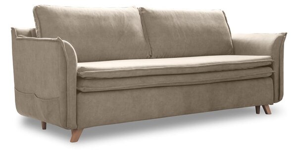 Bež baršunasta sklopiva sofa 225 cm – Miuform
