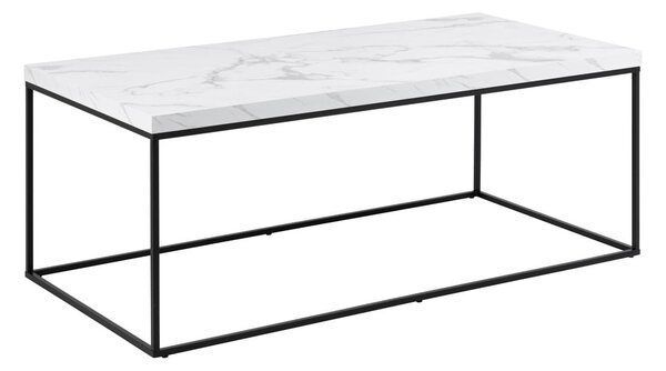 Bijeli stolić za kavu s pločom stola u mramornom dekoru 55x110 cm Barossa – Actona