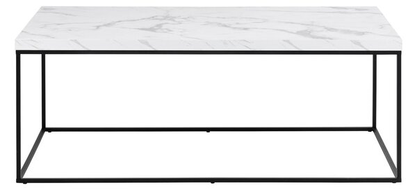 Bijeli stolić za kavu s pločom stola u mramornom dekoru 55x110 cm Barossa – Actona