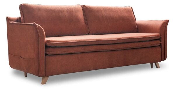 Ciglasta baršunasta sklopiva sofa 225 cm – Miuform