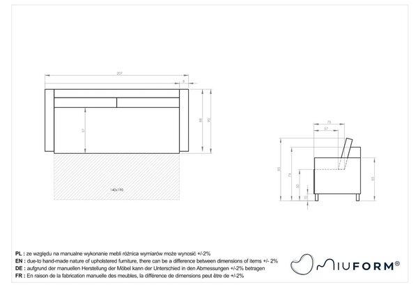 Bež sklopiva sofa 207 cm Simon – Miuform