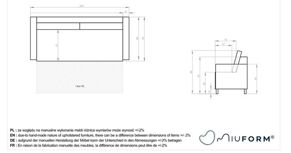 Zelena sklopiva sofa 207 cm Simon – Miuform