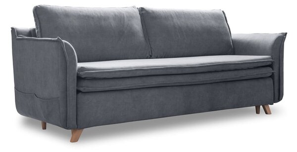 Siva baršunasta sklopiva sofa 225 cm – Miuform