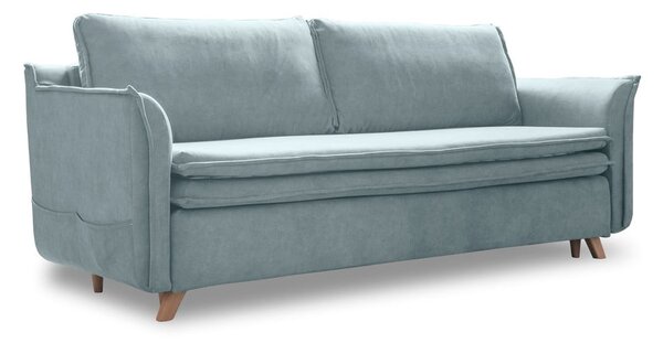 Svijetlo plava baršunasta sklopiva sofa 225 cm – Miuform