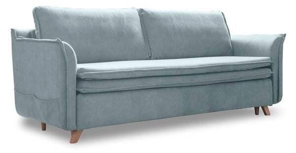 Svijetlo plava baršunasti sklopiva sofa 225 cm Charming Charlie – Miuform