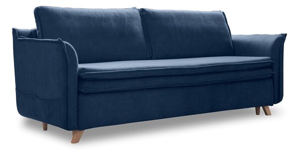 Tamno plava baršunasta sklopiva sofa 225 cm – Miuform