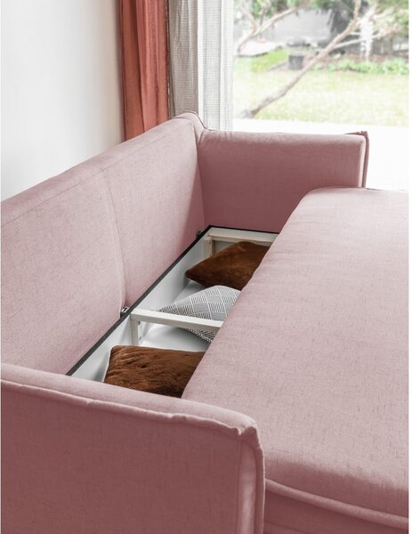 Svijetlo ružičasta sklopiva sofa 225 cm Charming Charlie – Miuform