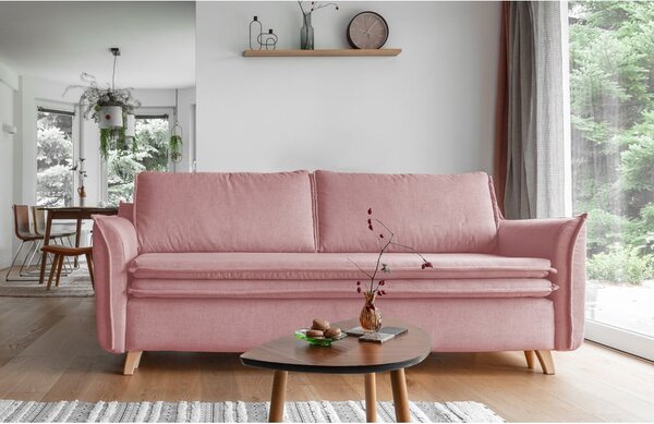 Svijetlo ružičasta sklopiva sofa 225 cm Charming Charlie – Miuform