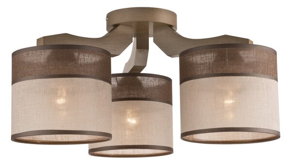 Tamno smeđa stropna svjetiljka s tekstilnim sjenilom ø 16 cm Andrea – LAMKUR
