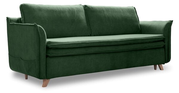 Zelena baršunasta sklopiva sofa 225 cm – Miuform