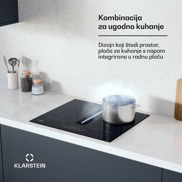 Klarstein AirJet 60 Down Air System, indukcijsko kuhalo + DownAir napa, 10000 W, 600 m³/h, Boost