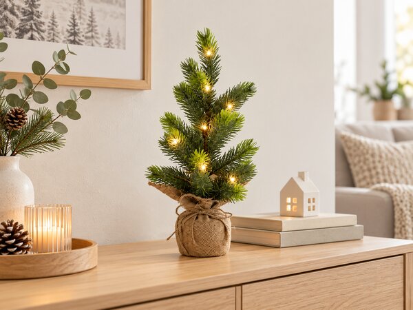 Umjetna božićna jelka LITTLE SPRUCE s LED rasvjetom, 37 cm