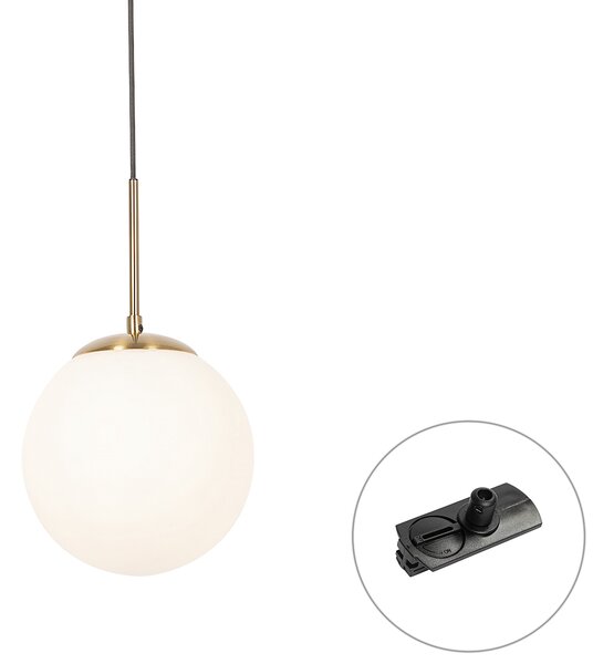 Art Deco viseća svjetiljka zlatna s opalnim staklom uklj. crni 1-fazni adapter za tračnicu - Iconic Flore
