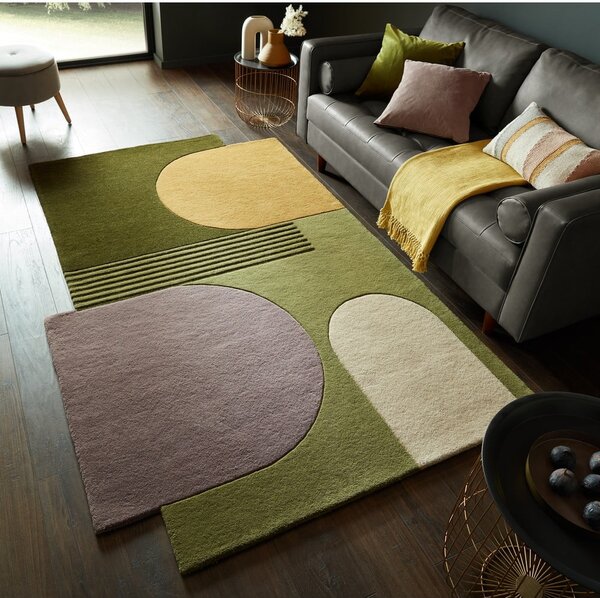 Zeleni ručno rađen vunen tepih 150x240 cm Lozenge – Flair Rugs