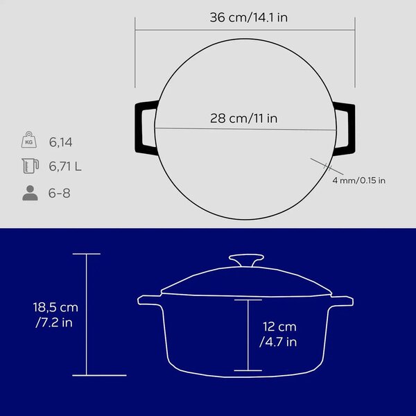 Lava Glaze okrugli Dutch oven sa staklenim poklopcem
