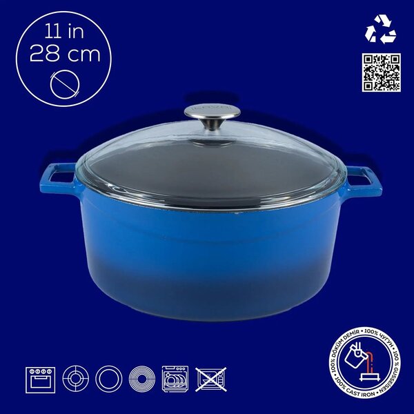 Lava Glaze okrugli Dutch oven sa staklenim poklopcem