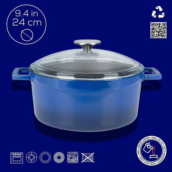 Lava Glaze okrugli Dutch oven sa staklenim poklopcem
