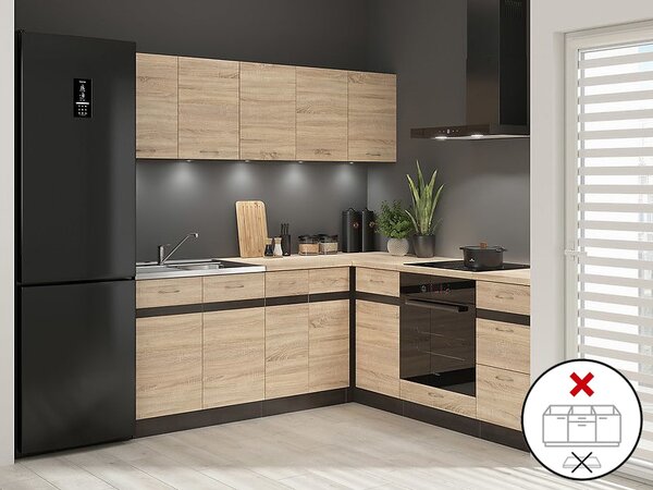 Kutna kuhinja Junona Line 200 + 200 cm (wenge + hrast sonoma)