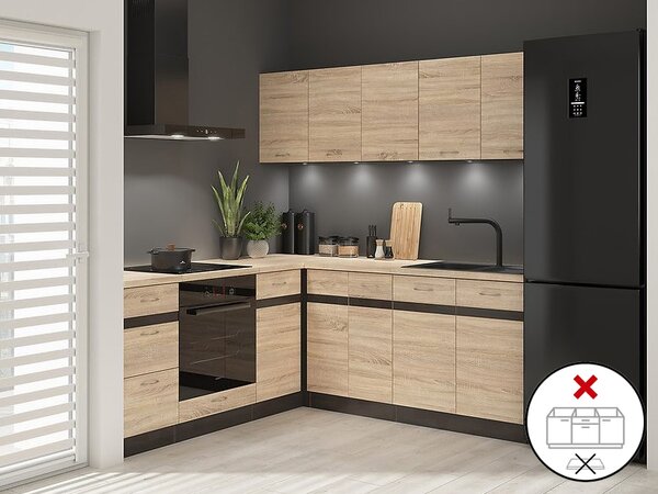 Kutna kuhinja Junona Line 200 + 200 cm (wenge + hrast sonoma)