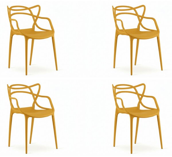 Set 4 kom plastičnih stolica KATO, boja senfa