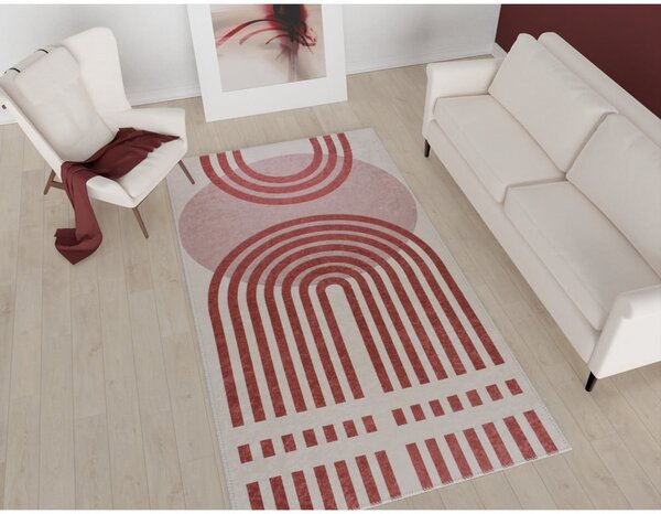 Crveno-bijeli perivi tepih 80x150 cm - Vitaus