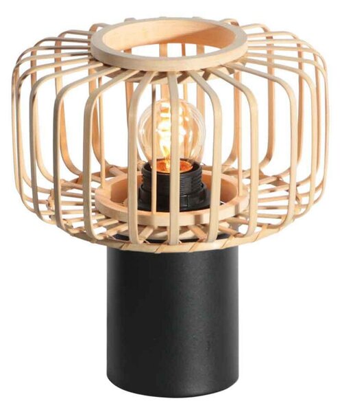 Steinhauer Bloeba stolna lampa, crna/prirodna, metalna, drvena, E27, Drvo, Dnevni boravak/blagovaonica, Bambus