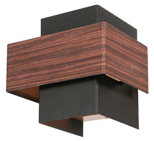 Steinhauer LED zidna svjetiljka Muro 3367, izgled drveta, gore/dolje, G9, 2700 K, prigušiva, Drvo, Dnevni boravak/blagovaonica, Metal, Zidna utičnica iznad/dolje