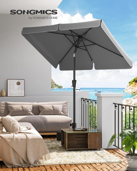 Sivi balkon suncobran 200 × 150 cm, pravokutni, s UPF 50+ zaštitom od sunca, bez baze