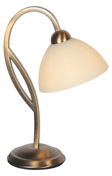 Steinhauer Stolna lampa Anthea, bronca, krem, metal, staklo, E27, Bronca / stari mesing, Dnevni boravak/blagovaonica, Staklo