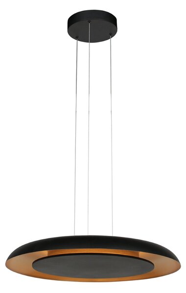Steinhauer LED viseća svjetiljka Golden Veil, crna/zlatna, prigušljiva, metalna, prigušiva, Crno, Dnevni boravak/blagovaonica, Metal