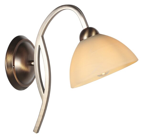 Steinhauer Zidna lampa Anthea, bronca, krem, metal, staklo, E27, prigušiva, Bronca / stari mesing, Dnevni boravak/blagovaonica, Staklo
