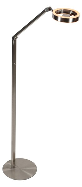Steinhauer Ringlux LED podna lampa, boje čelika, metal, 2700 K, prigušivač, prigušiva, Metalik, Dnevni boravak/blagovaonica, Metal