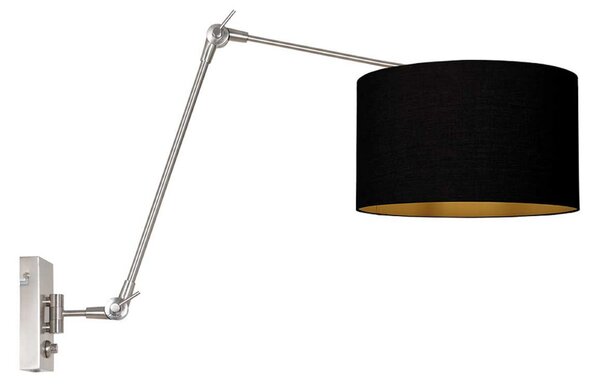 Steinhauer Zidna lampa Prestige Chic, čelik/crno-zlatna, projekcija 90 cm, prigušiva, Metalik, Dnevni boravak/blagovaonica, Metal