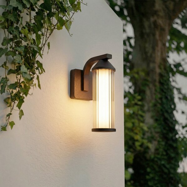 Lindby LED vanjska zidna svjetiljka Neravio, boja hrđe, visina 26 cm, IP54, Smeđa / hrđa, Aluminij