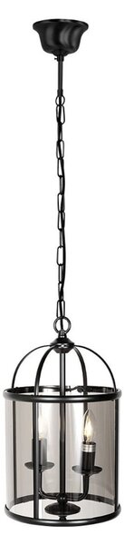 Steinhauer Viseća svjetiljka Pimpernel, Ø 23 cm, crna, dimljeno-sivo staklo, prigušiva, Crno, Područje hodnika, Metal