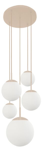 Steinhauer Bollique viseća lampa, krem/opalsto bijela, staklo, 5 svjetiljki, prigušiva, Bež, Dnevni boravak/blagovaonica, Staklo
