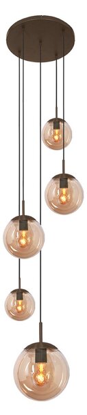 Steinhauer Bollique viseća lampa, smeđa/jantar, staklo, s pet svjetiljki, prigušiva, Smeđa / hrđa, Dnevni boravak/blagovaonica, Staklo